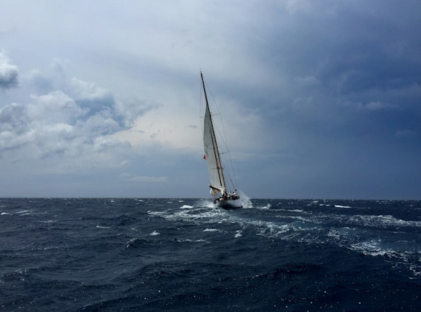 A boat on a stormy sea