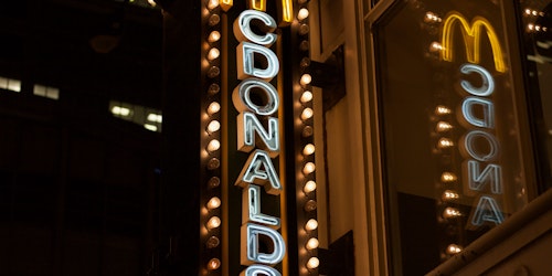 A neon McDonald's sign, in the Las Vegas style